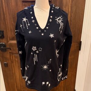 Johnny Was Algol Beach Raw Contrast Celestial Black Hoodie